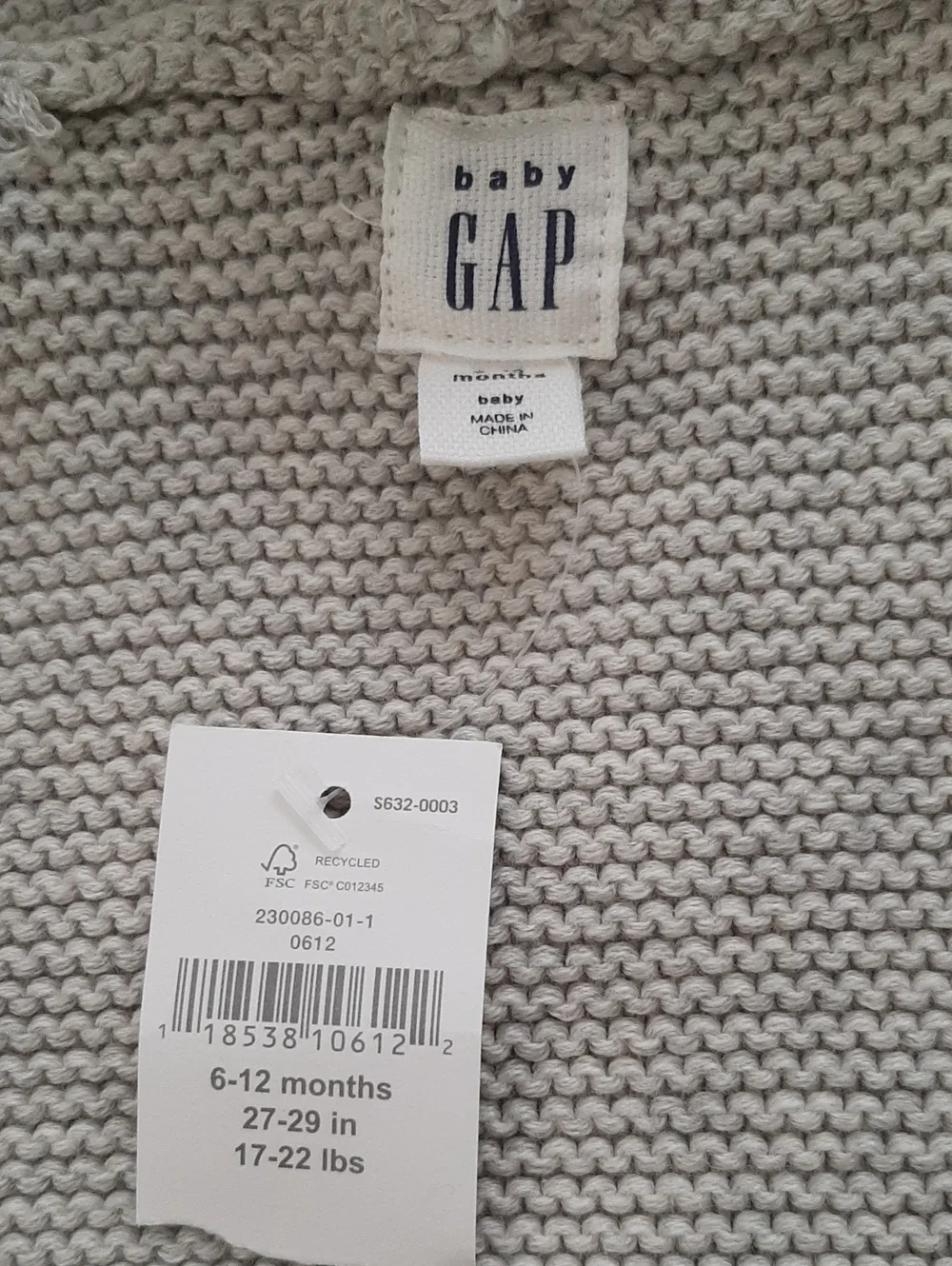 Baby Gap Cardigan 6-12 Months